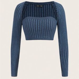 Solid Ribbed Knit Cropped top